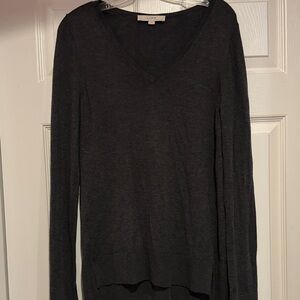 LOFT Charcoal V-Neck Tunic Pullover Sweater